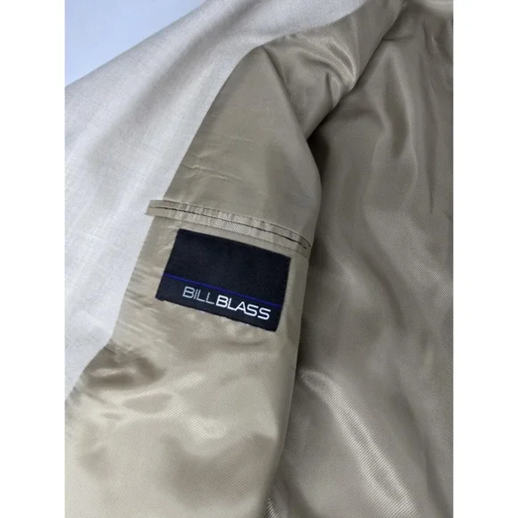 Bill Blass Sport Coat Mark Suit Blazer 46R Mens Beige Polyester Wool Gottschalks